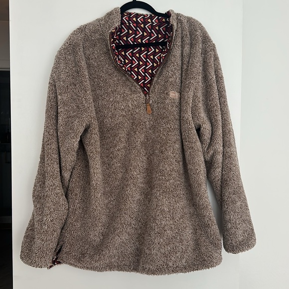 Men's reversible Patterned quarter zip pullover with Sherpa Lining - Picture 5 of 6